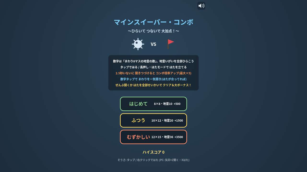 マインスイーパー・コンボ ～ひらいて つないで 大加点！～
